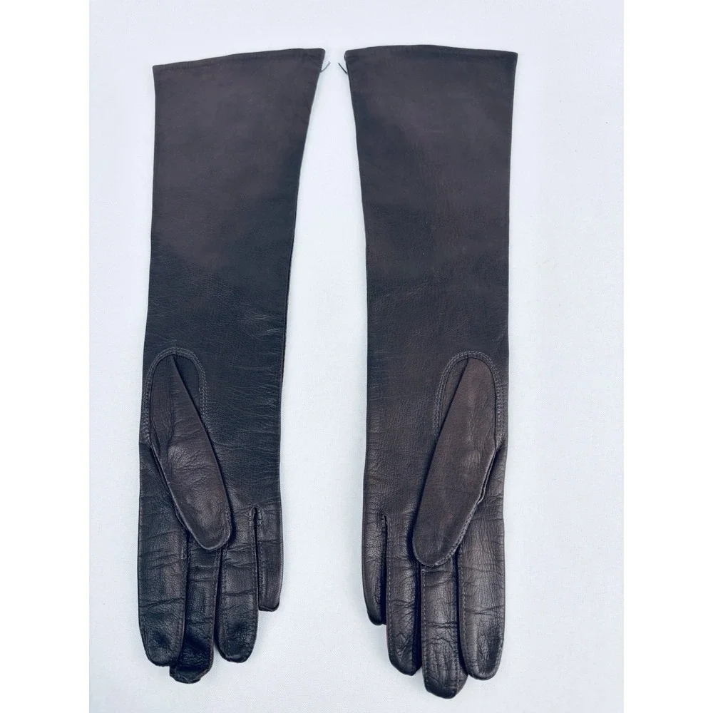 Vintage Brown Franklin Simon Real Kid Leather Driving Gloves France Size 6 Silk